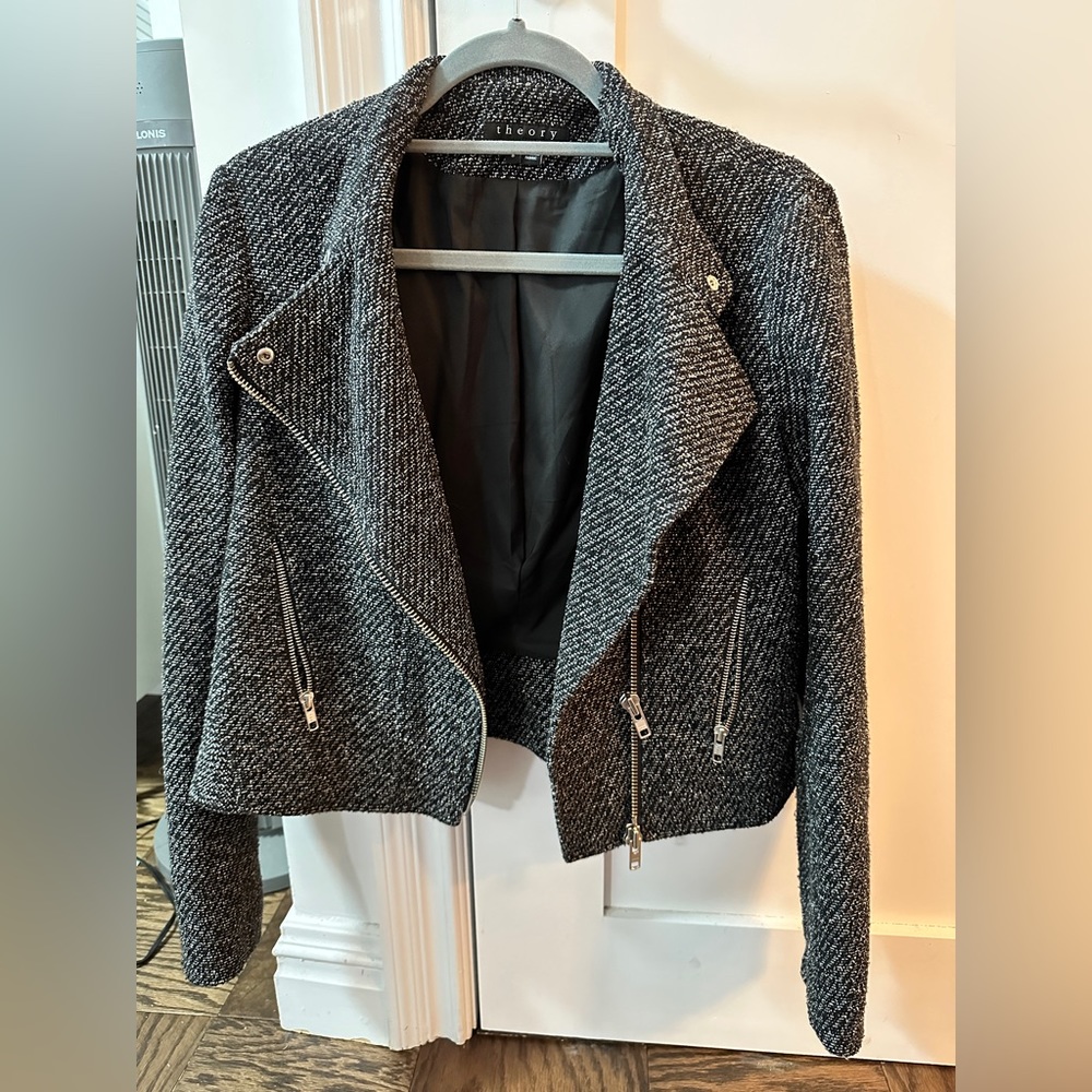 Theory Tweed Moto Jacket Size 8